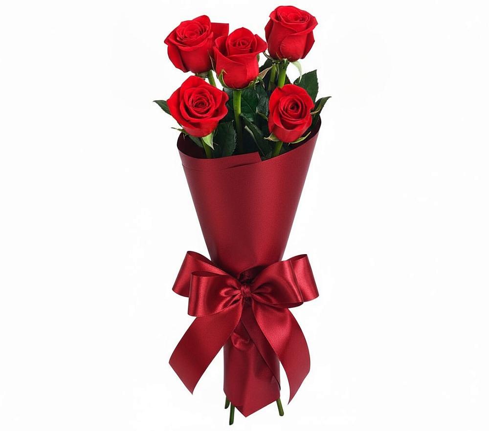 Букет 5 Красных роз Эдлесс Лав в Гагино