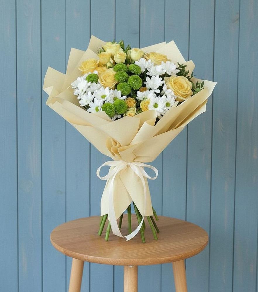 Букет цветов из: Хризантемы и Розы в Гагино