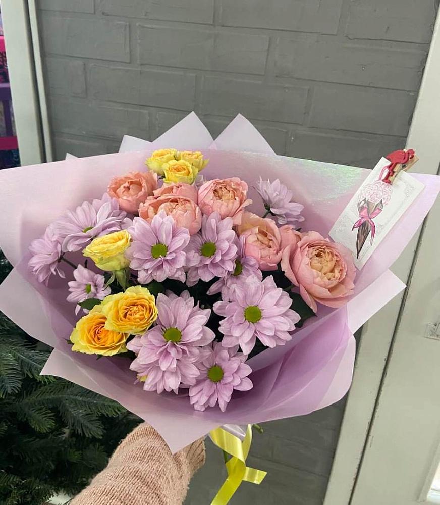 Букет цветов из: Хризантемы и Розы в Гагино