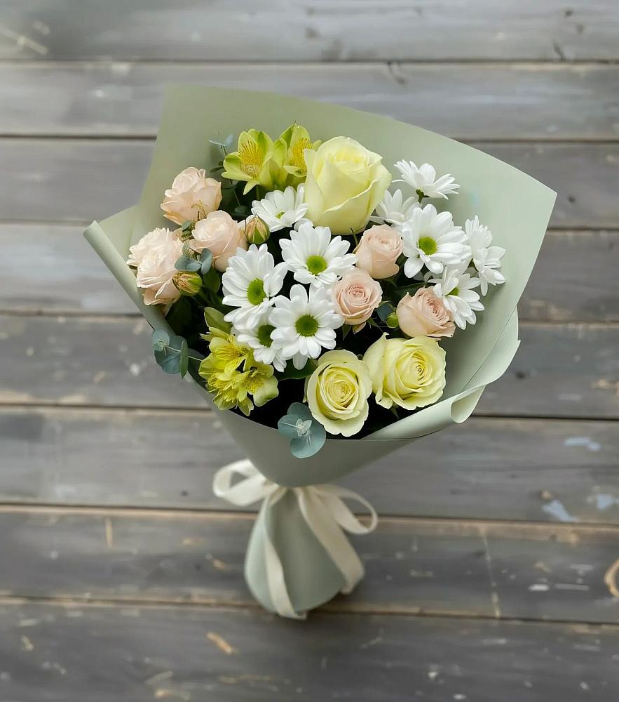 Букет цветов из: Альстромерии, Розы и Хризантемы в Гагино