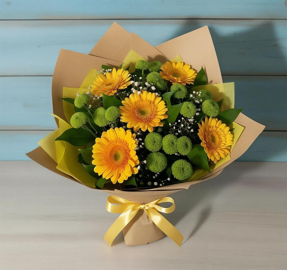 Букет цветов из: Герберы и Хризантемы в Гагино