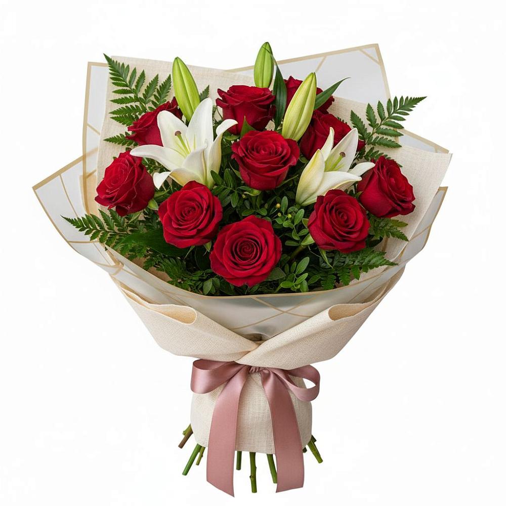 Букет цветов из: Лилии и Розы в Гагино