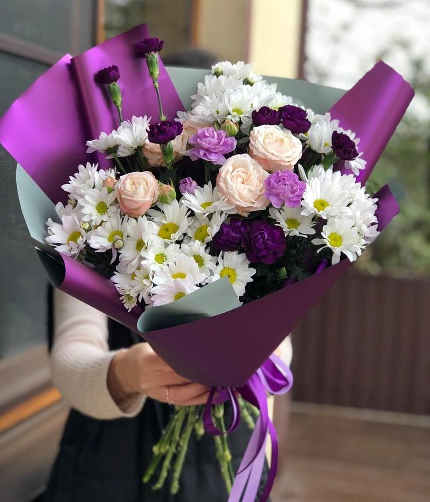 Букет цветов из: Хризантемы, Гвоздики и Розы в Гагино