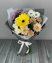 Букет цветов из:  Розы, Герберы и Хризантемы в Гагино