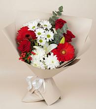 Букет цветов из:  Розы, Хризантемы, Герберы и Лилии в Гагино