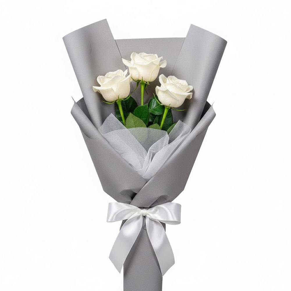 Букет 3 белые розы в Гагино