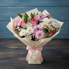 Букет цветов из:  Хризантемы, Альстромерии и Розы #REPLACE_PRED# Гагино