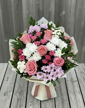 Букет цветов из:  Альстромерии, Гвоздики, Розы и Хризантемы в Гагино