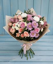 Букет цветов из:  Хризантемы, Розы и Альстромерии в Гагино