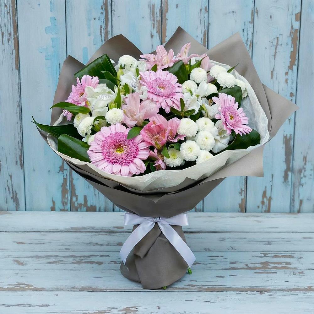 Букет цветов из: Герберы, Альстромерии и Хризантемы в Гагино